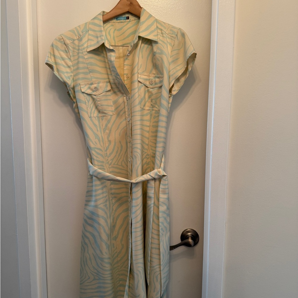 Yellow Zebra Print Shirt Dress